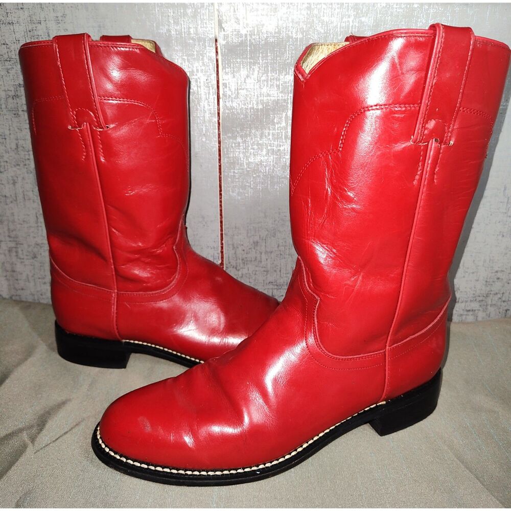 Tony Lama Women's Red Lether Western Boots Sz 7.5B